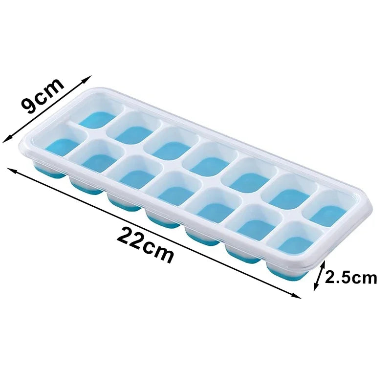 Ice Cube Tray Mold with Lid Silicone Square 14 Cube Easy Release Ice Cube Molds