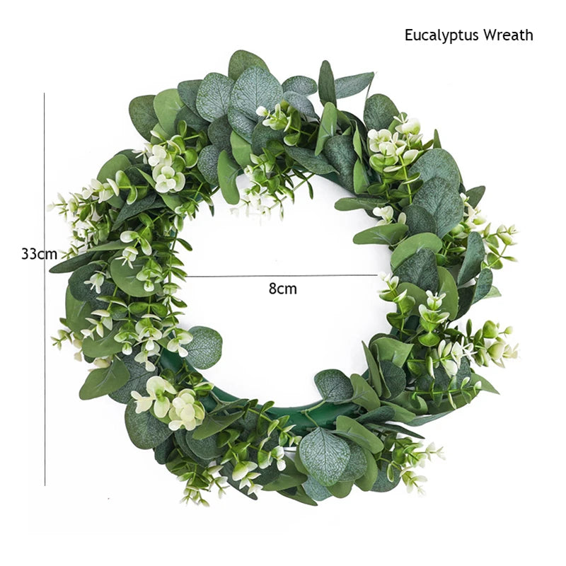 Eucalyptus Wreath Flowers Gifts DIY Rattan Creative Artificial Garland