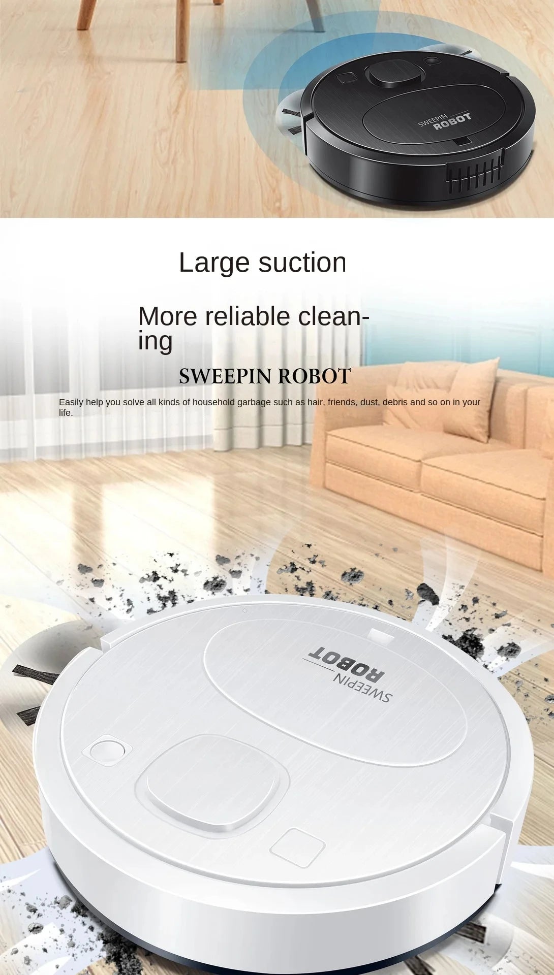 Wireless-Smart Sweeping Floor Robot Ultra-quiet Remote Control Vacuum Cleaner