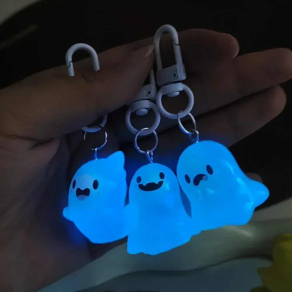 Halloween Keychain Glow-in-the-Dark Cartoon Jelly Doll Pendant Headphone Case Decor