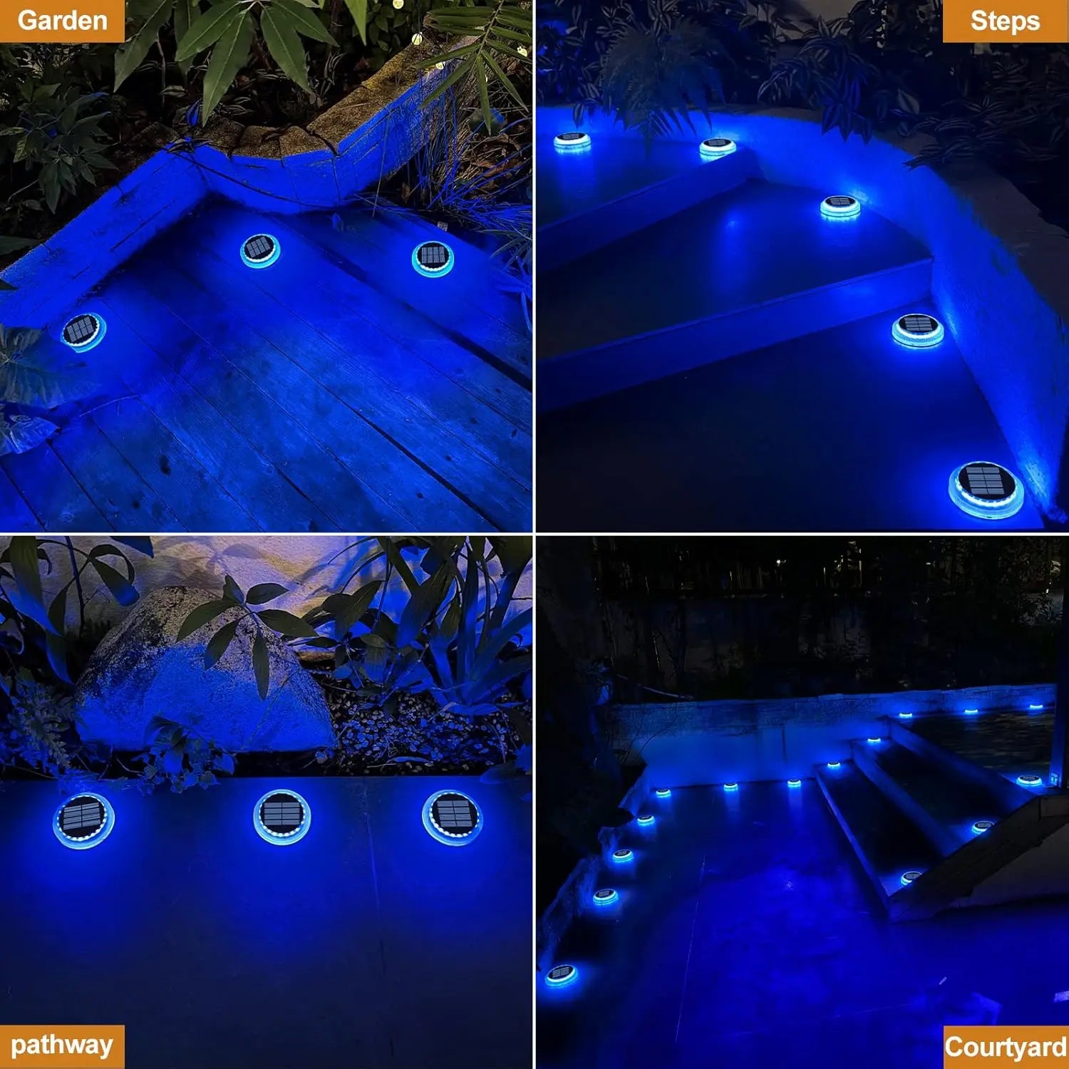 Solar Lights Garden Outdoor Deck: LED Step Lighting IP68 Waterproof Fence Wall Lamp