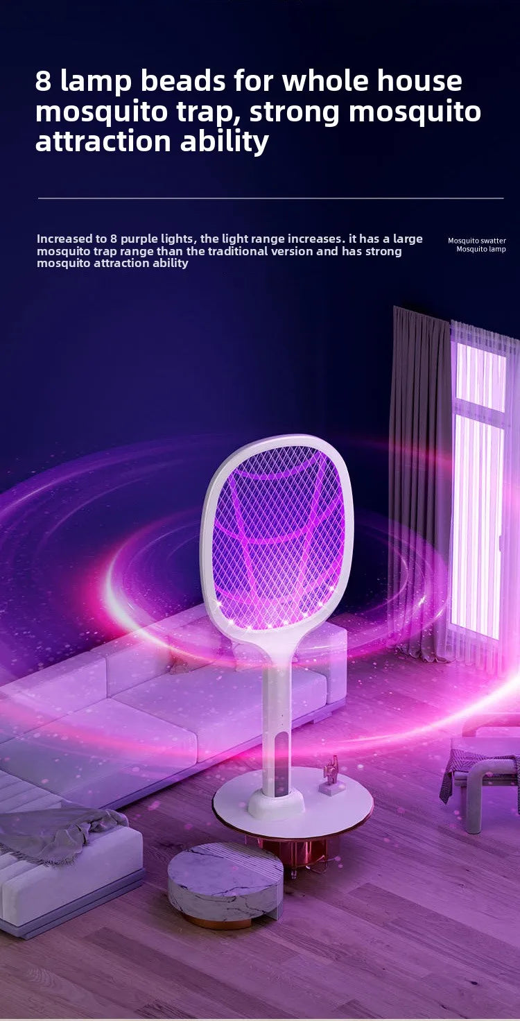 Electric Mosquito Swatter & Repellent Lamp -USB Rechargeable+Base
