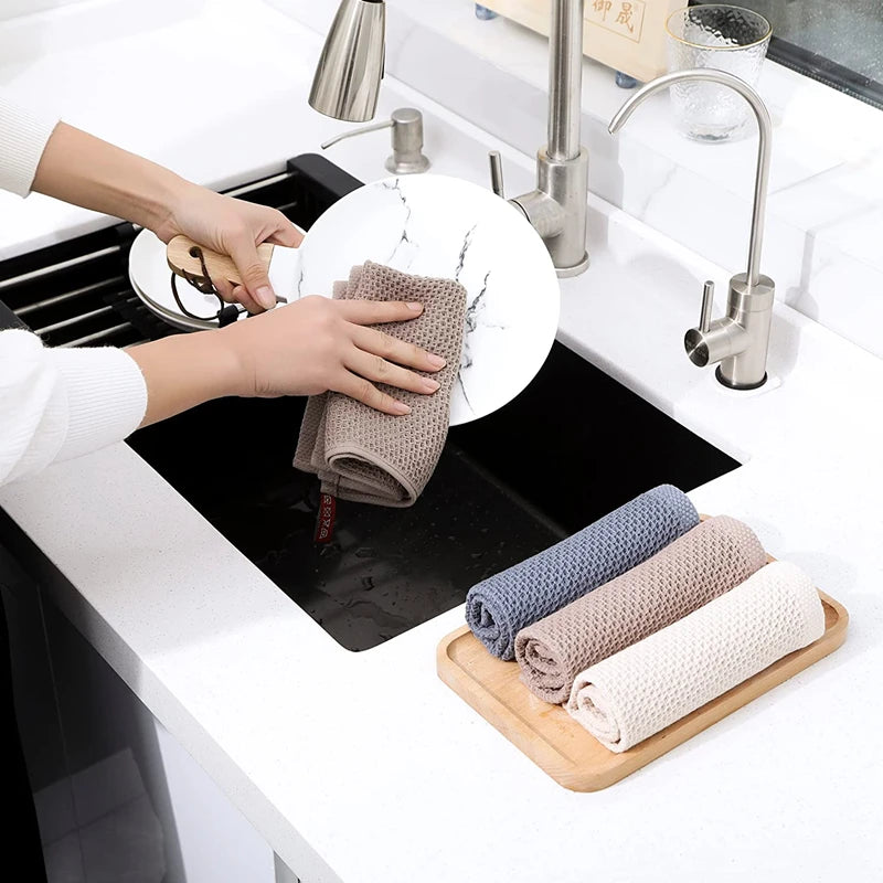 100% Cotton Ultra Soft Absorbent Kitchen Towel Household Cleaning Cloth Dish Rag
