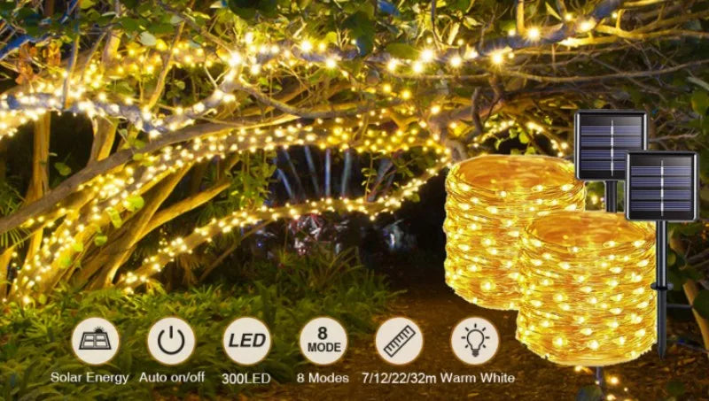 300 LED Solar Rope Strip Lights