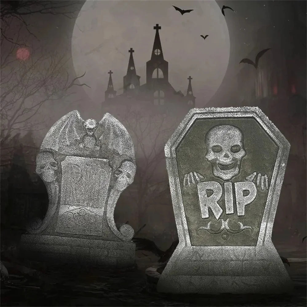 1 pcs Halloween Foam Tombstones Outdoor Home Decoration Bats Skeleton Gravestone