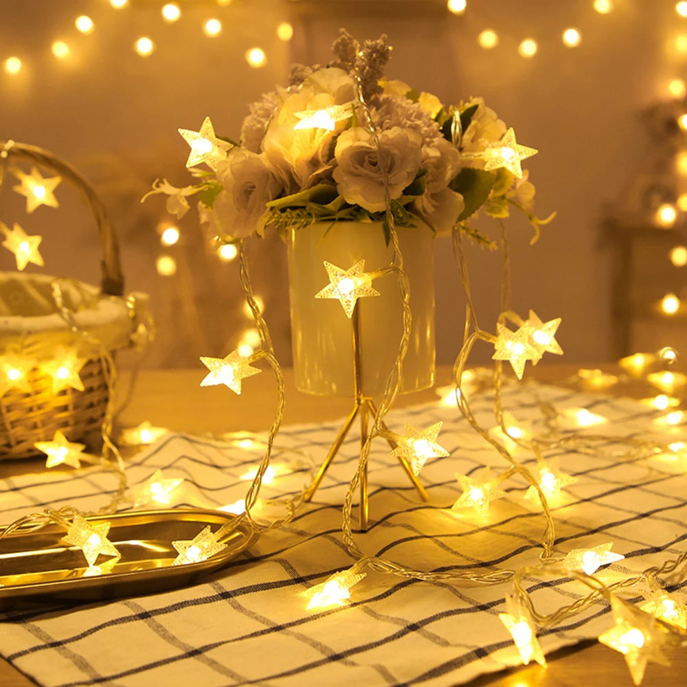 LED String Outdoor Star Chain Lights Bulb Fairy Lights for Home Garden Christmas Decor