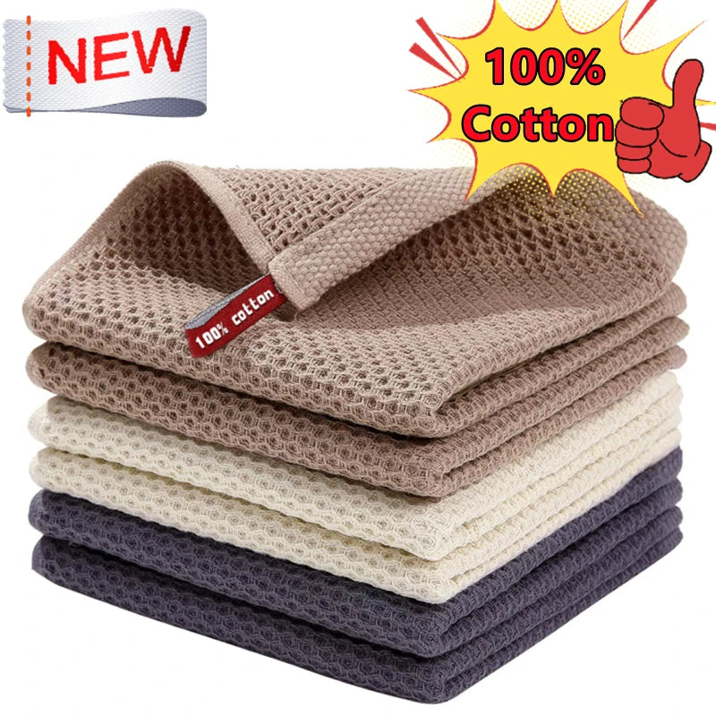 100% Cotton Ultra Soft Absorbent Kitchen Towel Household Cleaning Cloth Dish Rag