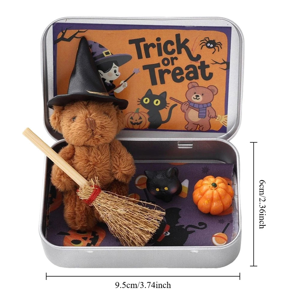 Halloween Teddy Gift Box, Halloween Plush Toy Decoration Doll Ornaments for Children