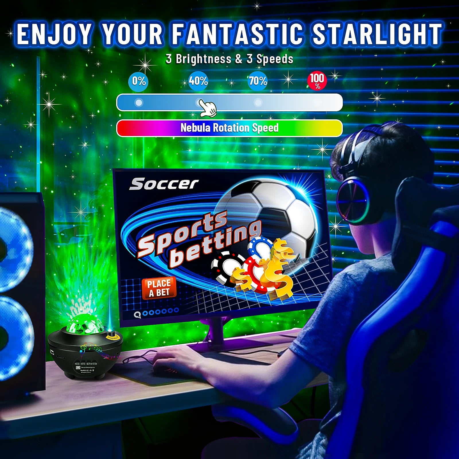 Starry Projector Galaxy Night Light Child Bluetooth USB Music Player Ocean Projector