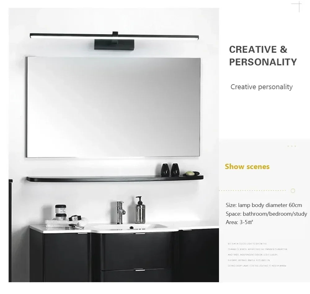 LED Bathroom Mirror Light, Modern Wall Sconce for Bedroom, Aluminum Decoration Lamp