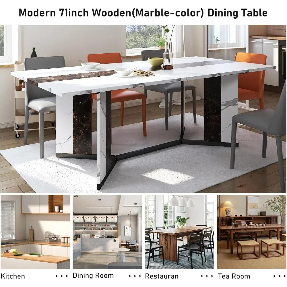 35in Marble-Color Wood Waterproof Tabletop