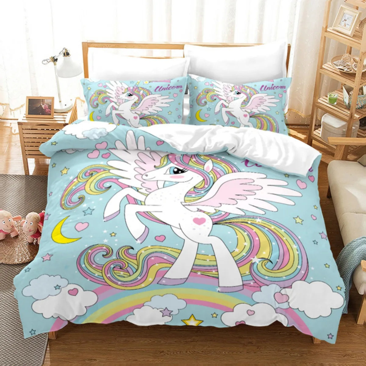 Rainbow Unicorn Bedding Set 3D Digital Printing