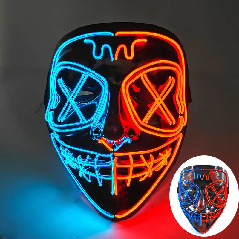 Wireless Glowing Mask LED Luminous Purge Mask Halloween Carnival Light Up Party Mask