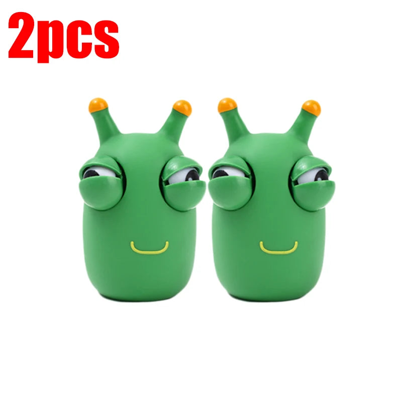 Green Worm Squeeze Pinch Toy Novelty Eye Popping Squeeze 3D Toy