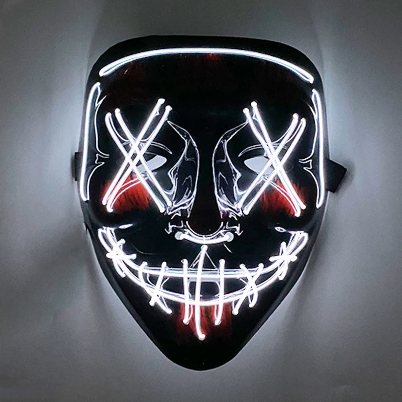 Wireless Glowing Mask LED Luminous Purge Mask Halloween Carnival Light Up Party Mask