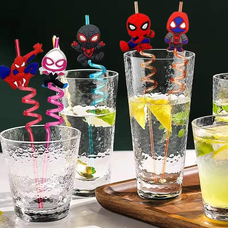 1/5/10Pcs Spiderman Theme Drinking Straws Kids Birthday Party Decorations Birthday Gifts