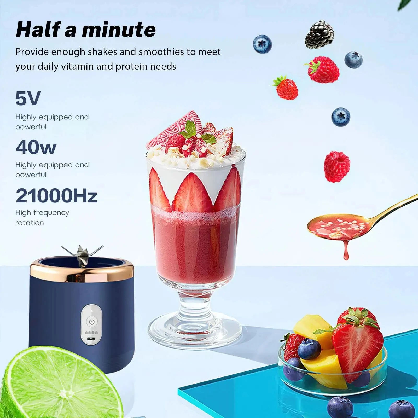 Portable Fruit Juice Blender Electric Mini Bottle USB 6 Blades Juicer Cup Machine