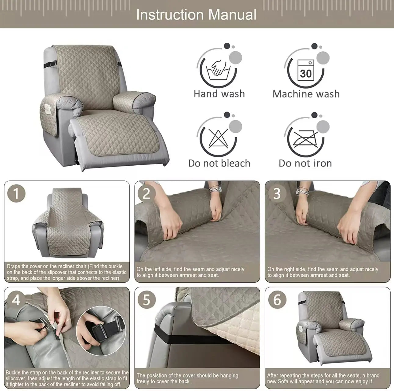 1 Seater Recliner Sofa Cover
