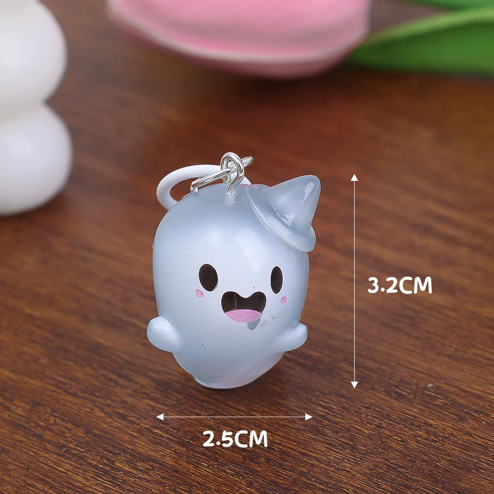 Halloween Keychain Glow-in-the-Dark Cartoon Jelly Doll Pendant Headphone Case Decor