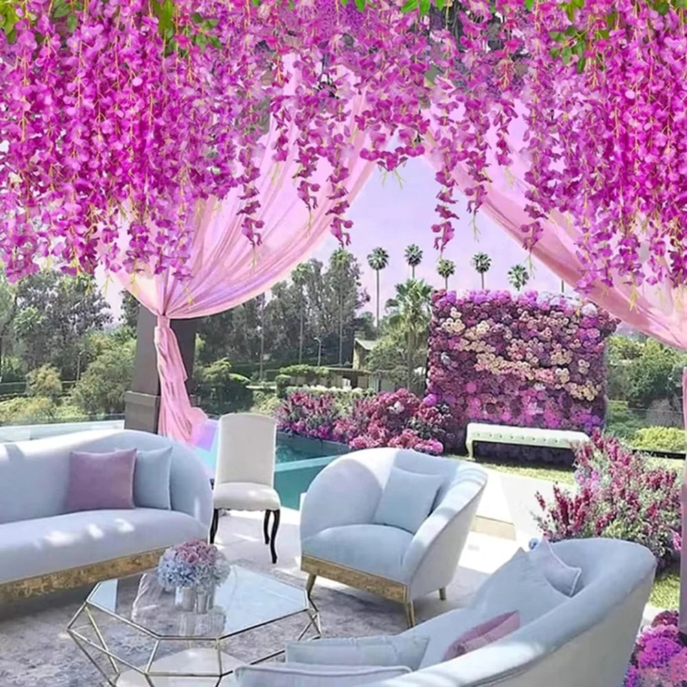 1 pc Artificial Flowers Rattan Home Wedding Celebration Festival Outdoor Garden Wall Yard