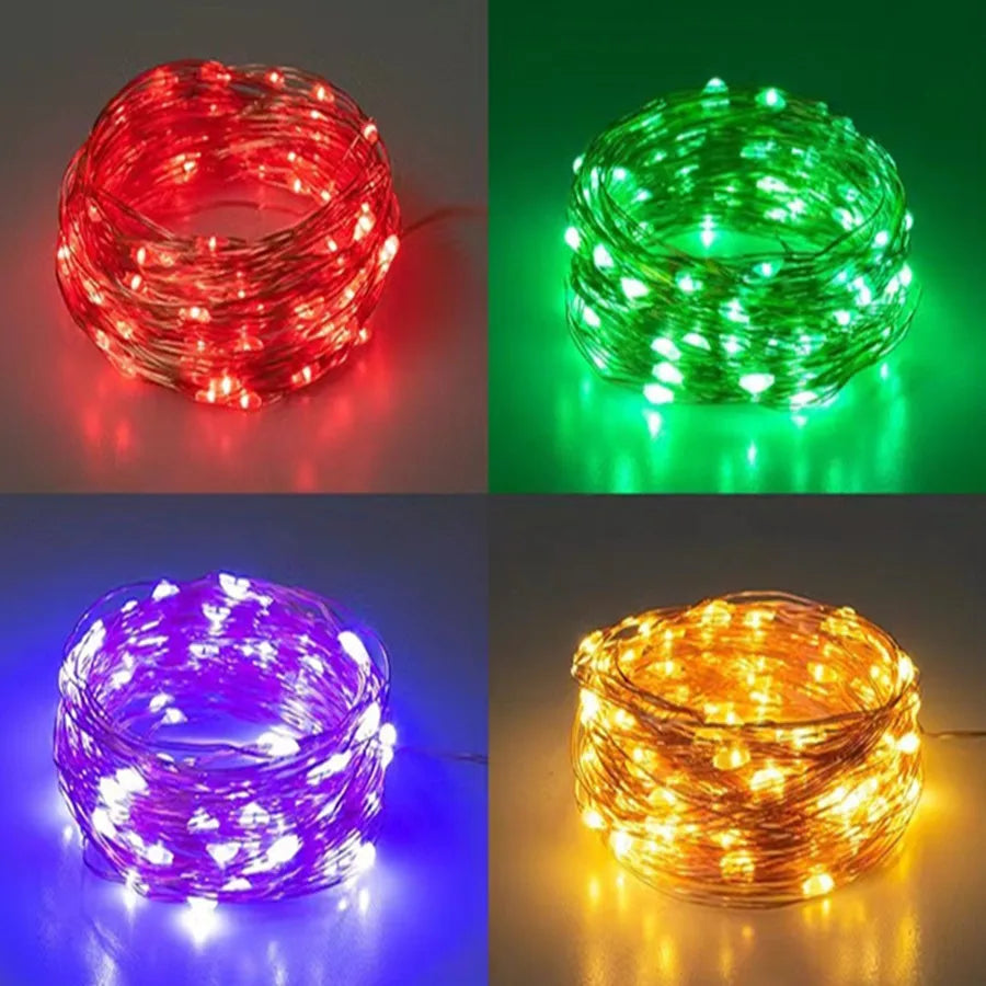 5/10/20M USB LED String Copper Silver Wire Garland Light Waterproof Fairy Decoration