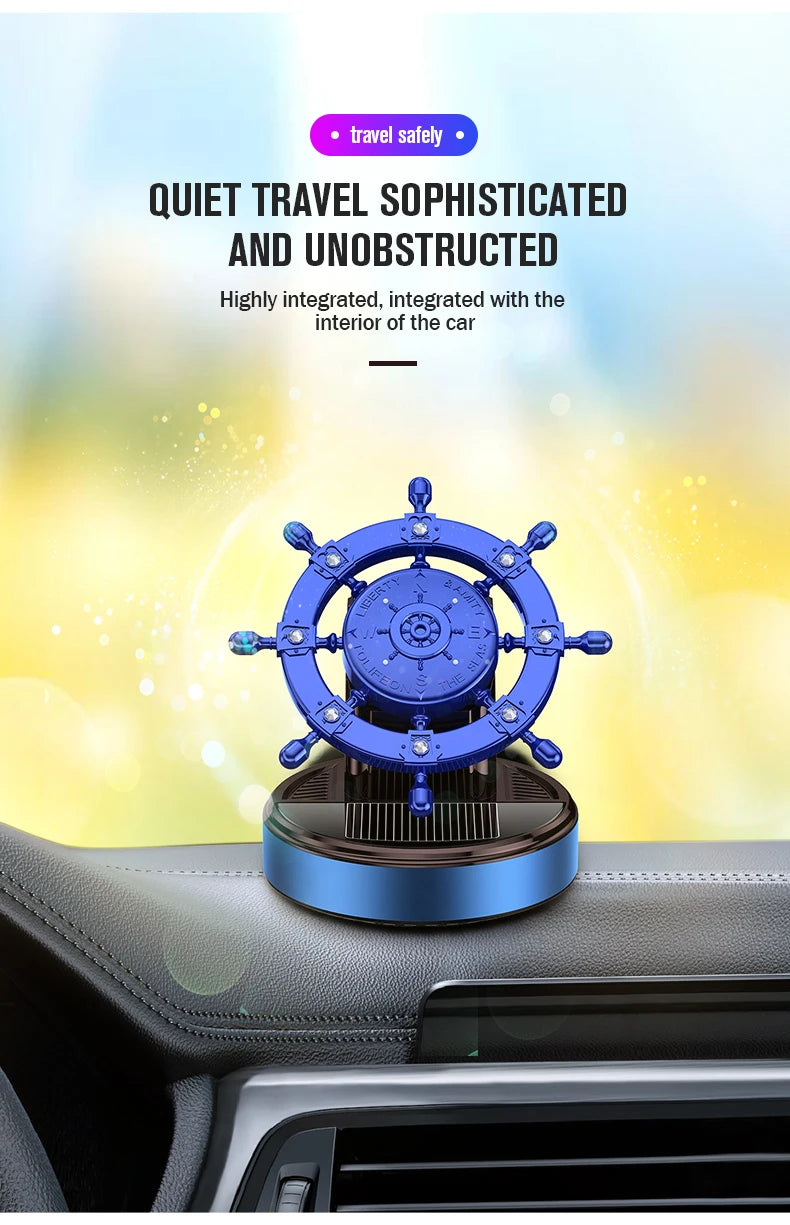 Solar rotating car fragrance creative metal boat rudder car perfume accessories