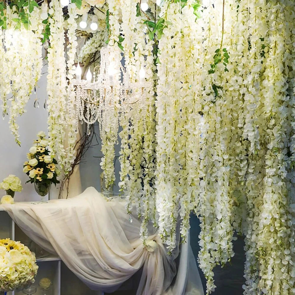 1 pc Artificial Flowers Rattan Home Wedding Celebration Festival Outdoor Garden Wall Yard