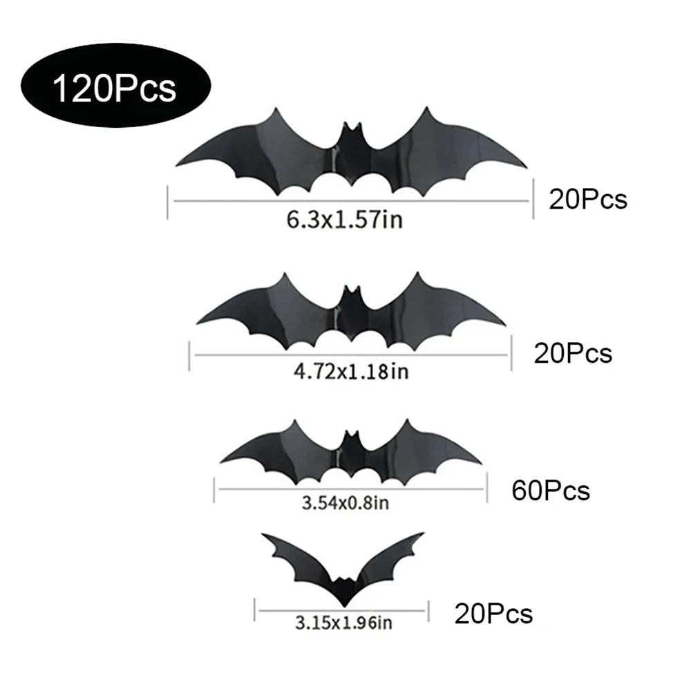 Halloween Bats Decorations,3D Pvc Bat on The Wall,Black Bats Wall Stickers