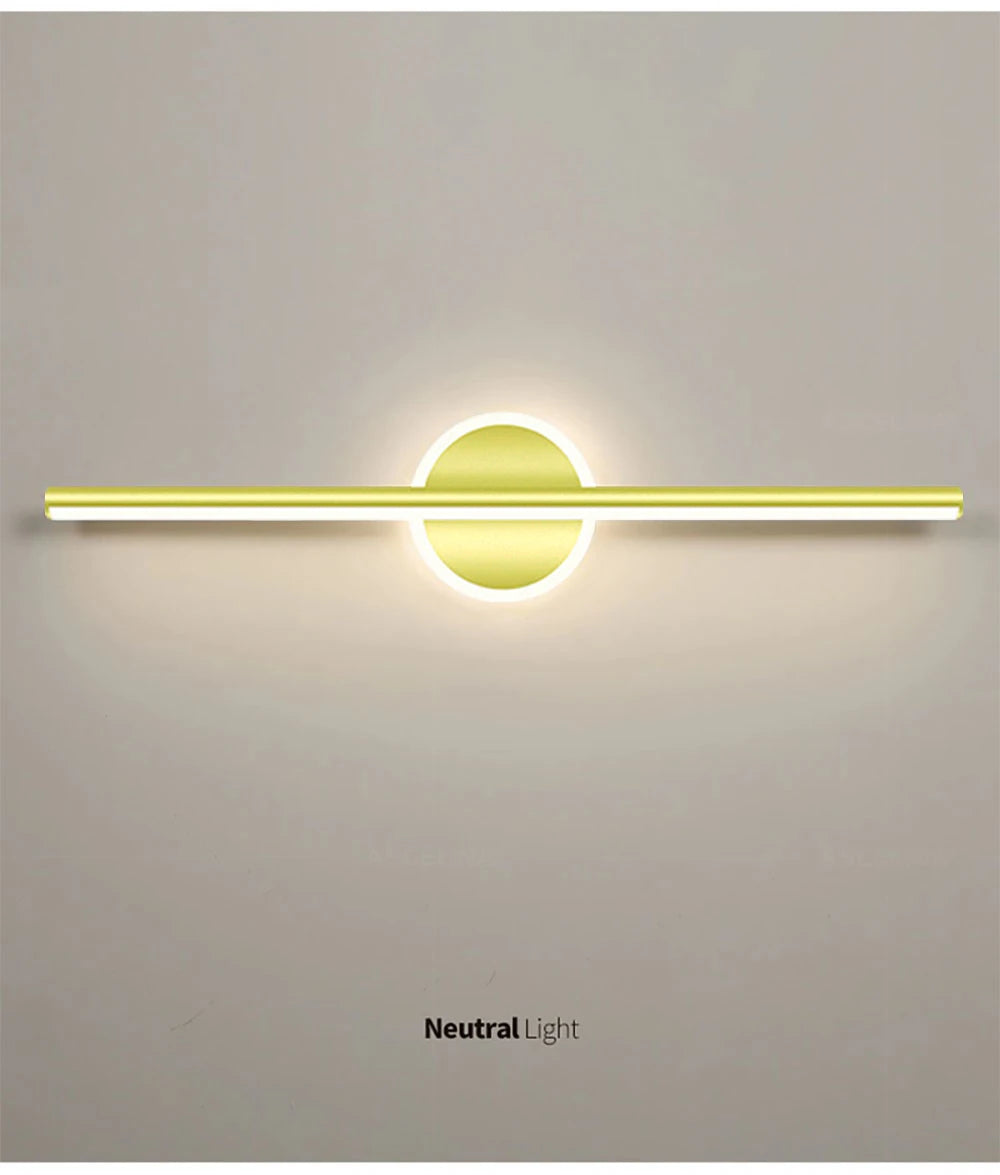 Modern LED Wall Lamp 40/60cm Mirror Black Gold Long Strip Fixture Led Lighting Lamps