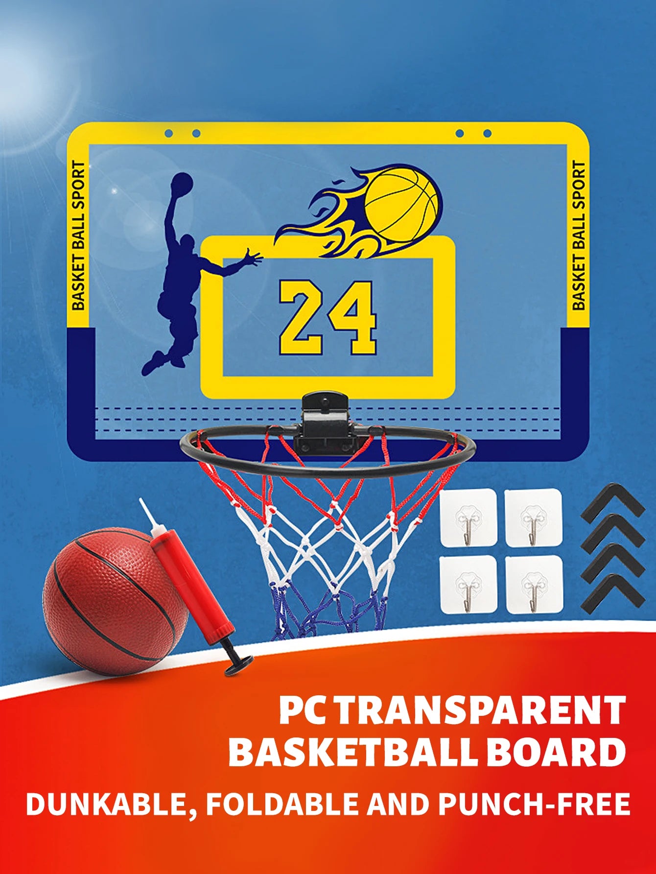 Children's wall mounted silent non porous foldable basketball stand