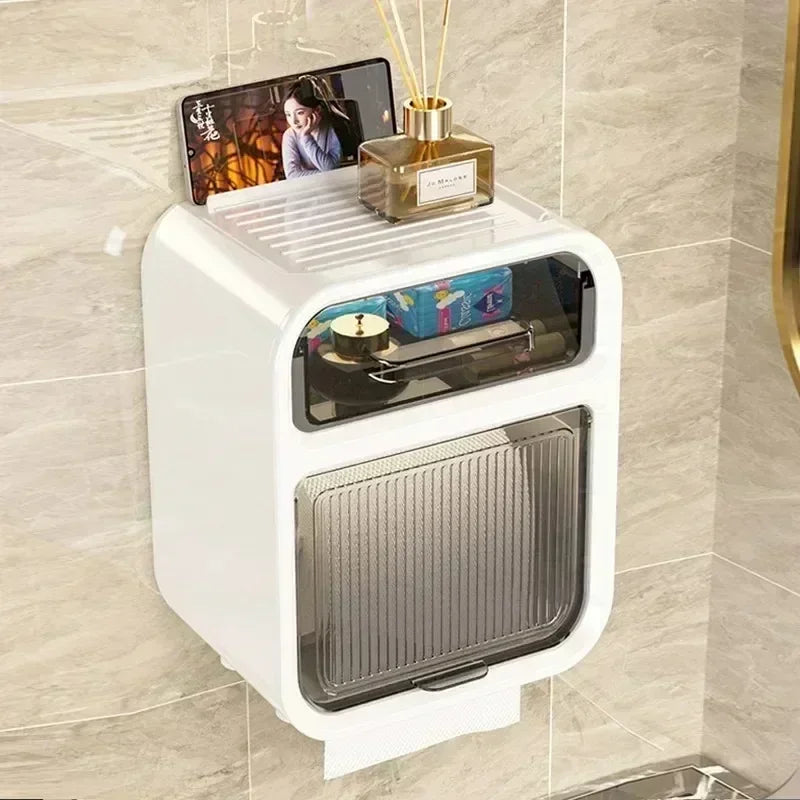 Wall-Mounted Bathroom Tissue Box with Drawer