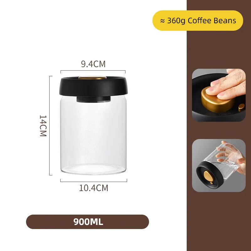 Coffee Beans Vacuum Sealed Glass Storage Jars Moisture-proof Air Extraction Container