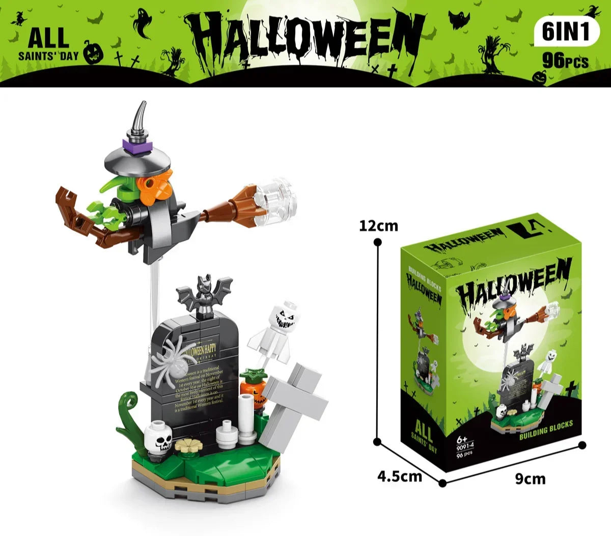 Halloween series assembled building block set toy haunted house ghost figurine model