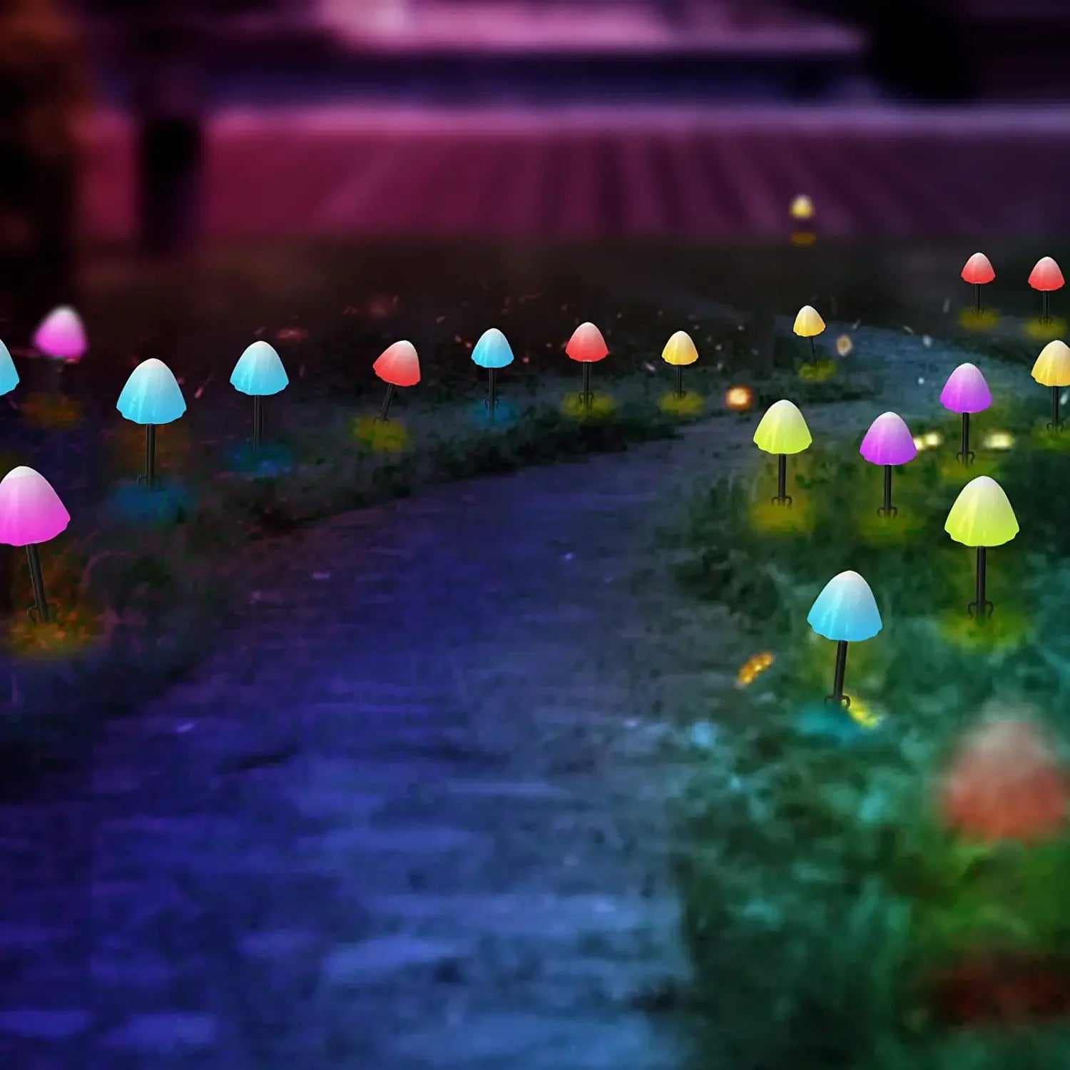 Brighten Up Garden with 10 LED Solar Mushroom Lights!