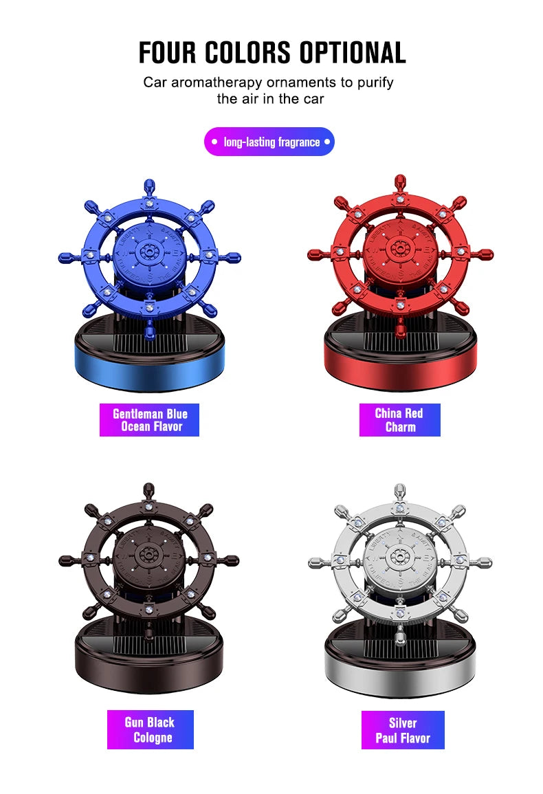 Solar rotating car fragrance creative metal boat rudder car perfume accessories