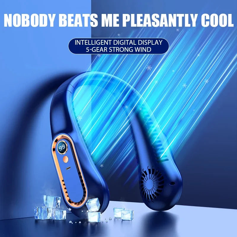 3000mAh Hanging Neck Fan Portable Bladeless Mini USB Rechargeable Electric Fan