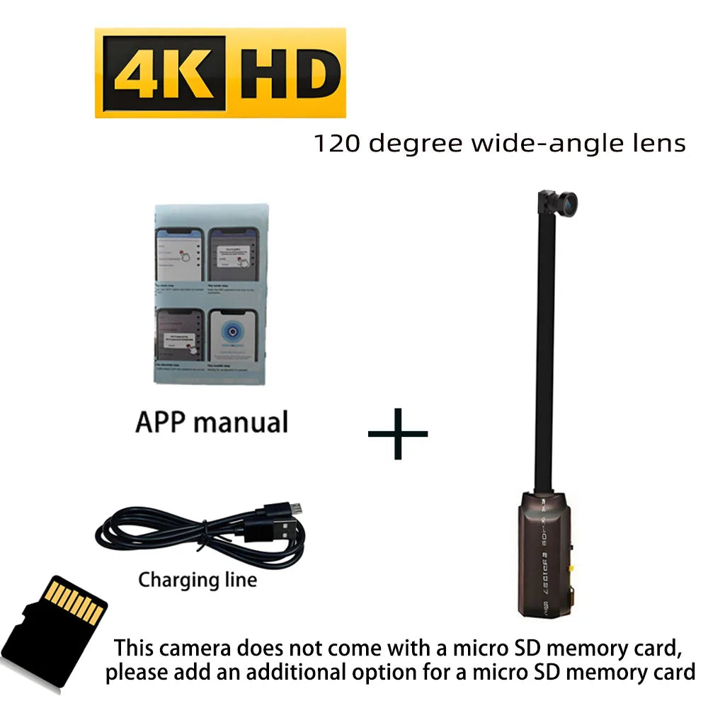 4K HD mini WiFi camera, supports remote viewing, motion detection camera