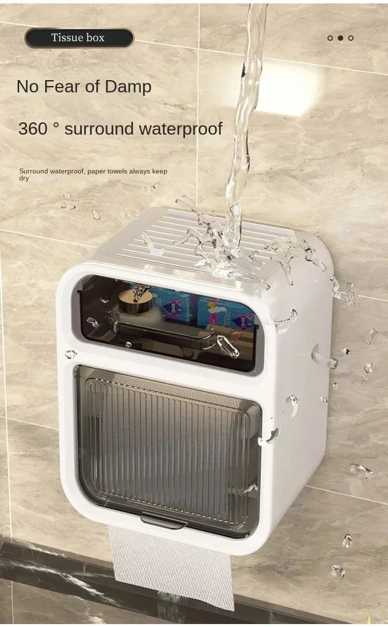 Wall-Mounted Bathroom Tissue Box with Drawer