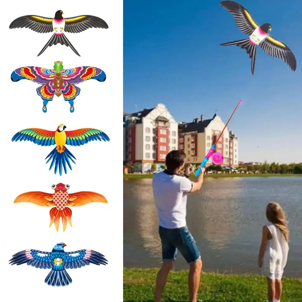 Outdoor Toys Kite Hand Brake Fishing Rod Butterflies For Kids