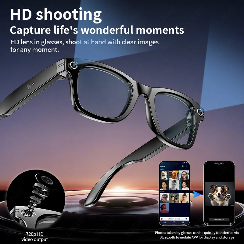 AI Camera Smart Glasses IP65 Waterproof Bluetooth for Call and Music Use ChatGPT