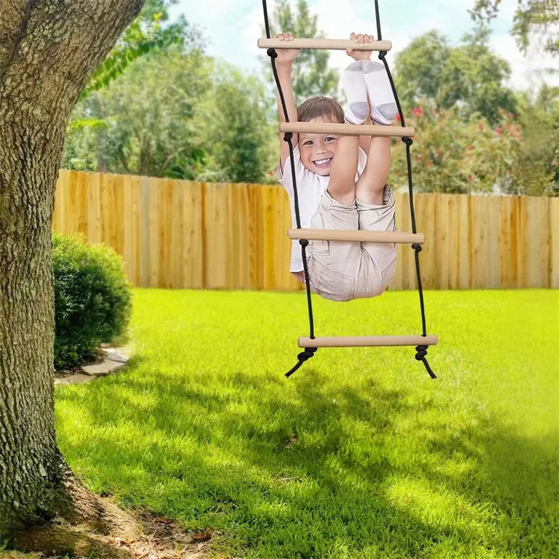 Children Climbing Rope Ladder Wooden Swing Indoor Outdoor Bodybuilding Set