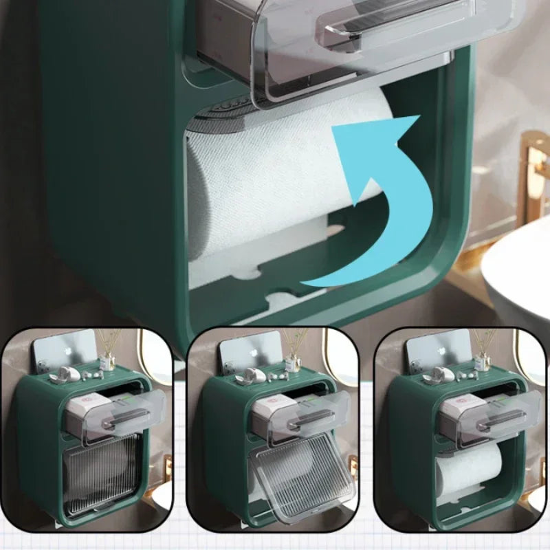 Wall-Mounted Bathroom Tissue Box with Drawer