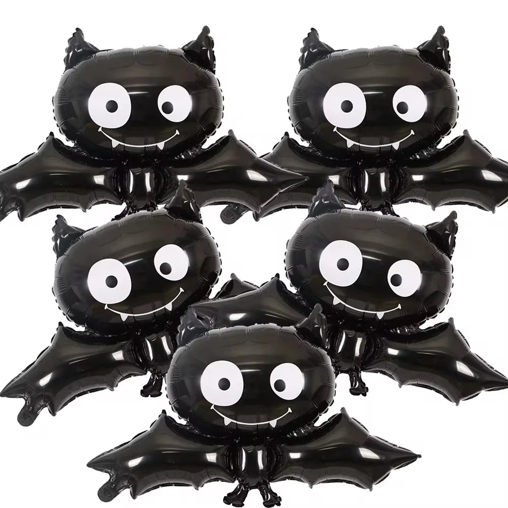 5 PCS Halloween Foil Balloons Cute Black Bat Balloon Halloween Party Props