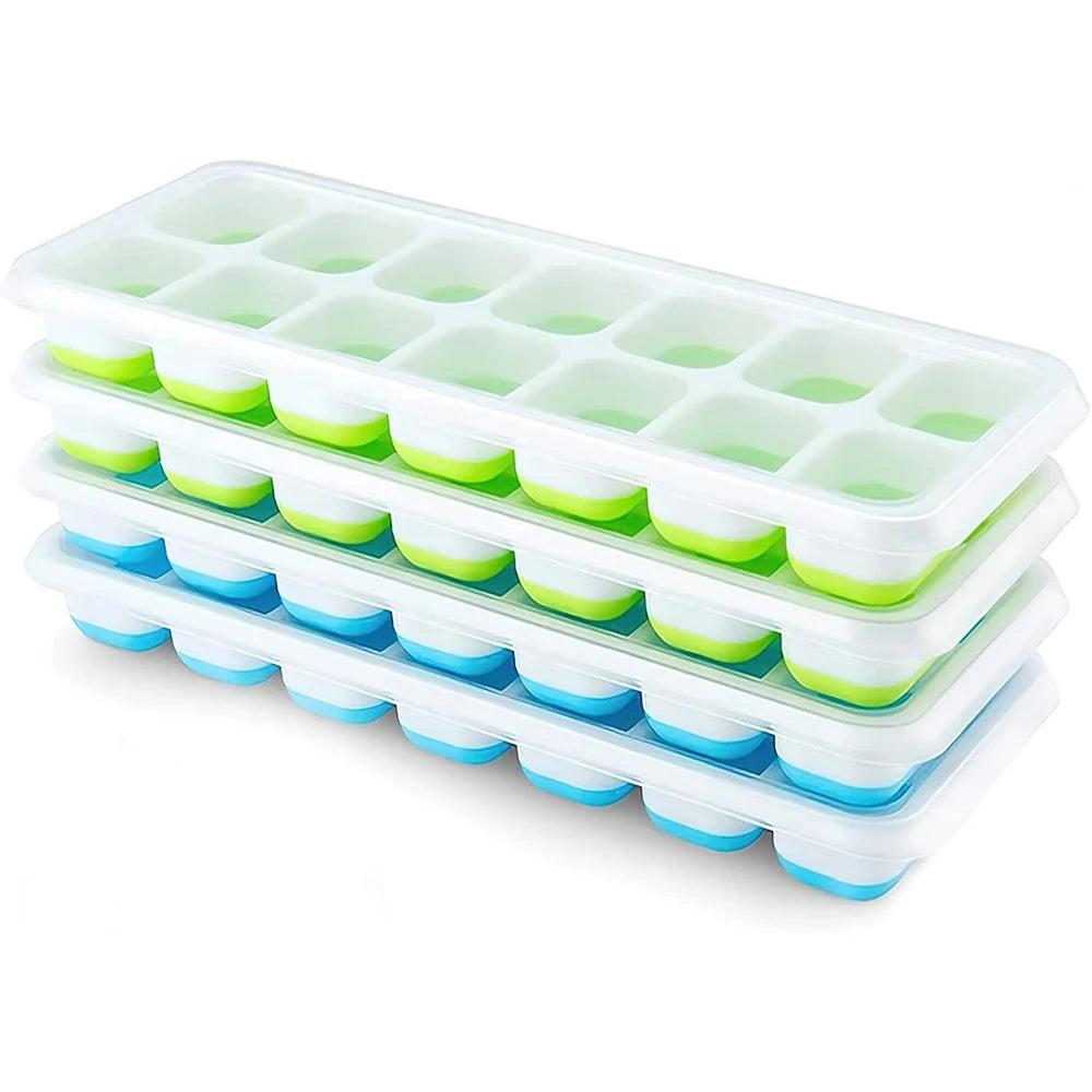 Ice Cube Tray Mold with Lid Silicone Square 14 Cube Easy Release Ice Cube Molds