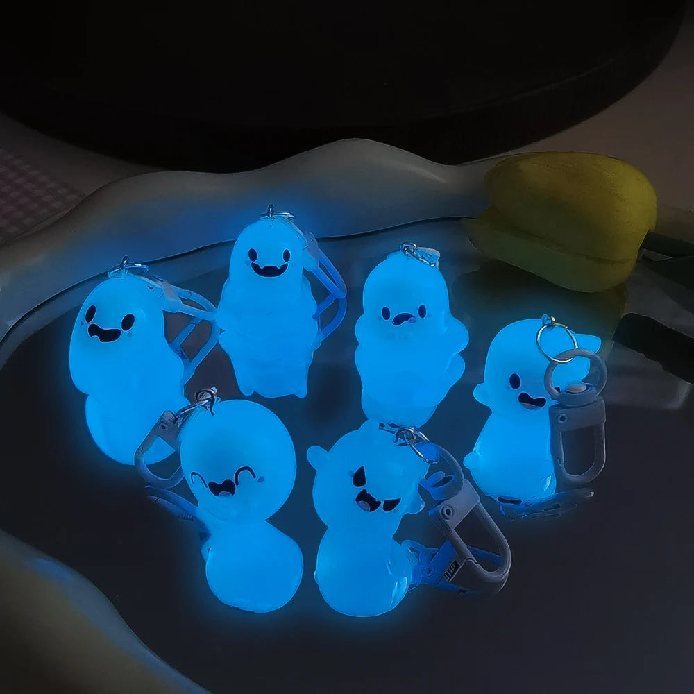Halloween Keychain Glow-in-the-Dark Cartoon Jelly Doll Pendant Headphone Case Decor