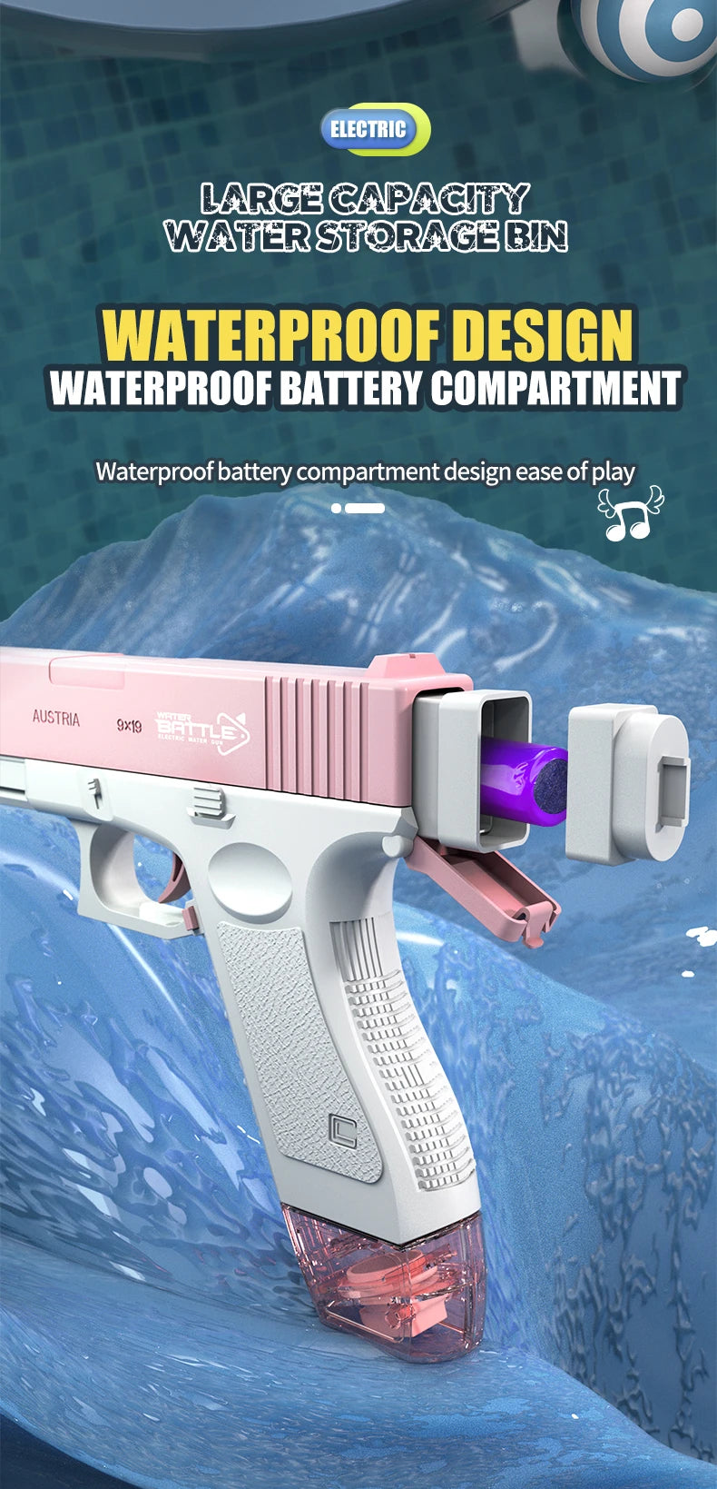 New Water Gun Electric M416 Pistol Shooting Toy Full Automatic