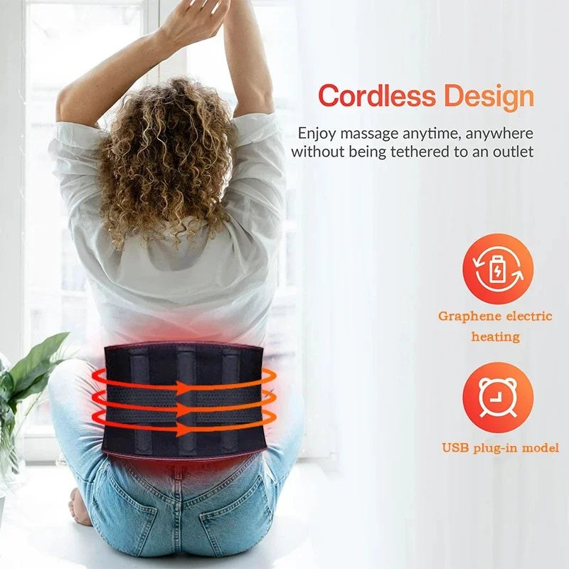 Adjustable Electric Heating Belt with Vibration Massage for Waist and Back Support
