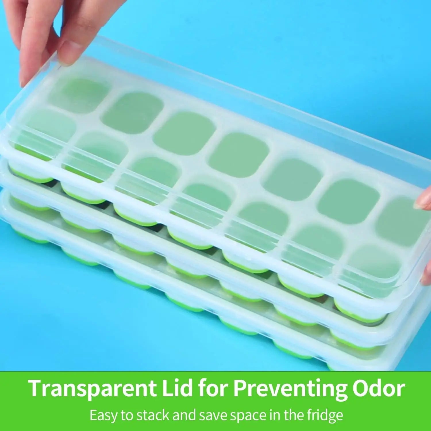 Ice Cube Tray Mold with Lid Silicone Square 14 Cube Easy Release Ice Cube Molds