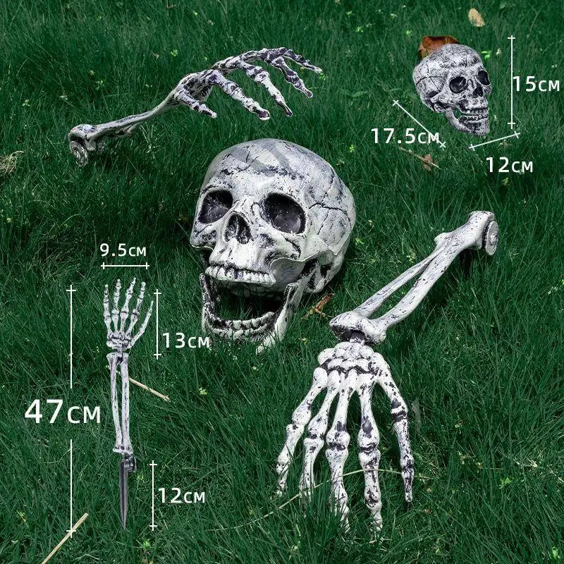 Halloween Home Decor Skeleton Head Outdoor Scary Props Realistic Skull Prank