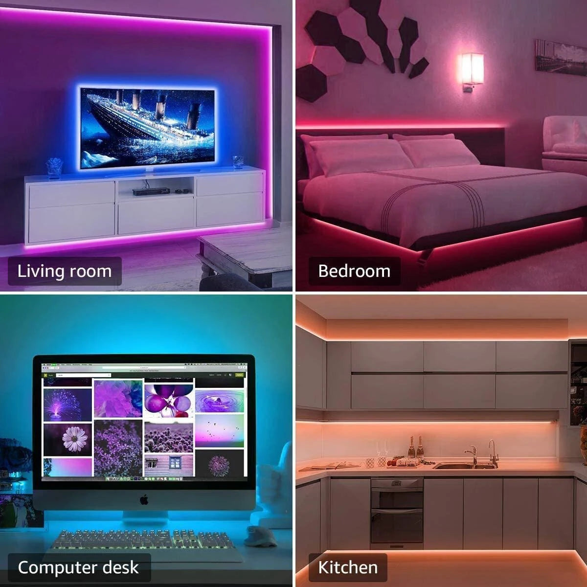 Led Strip Lights with 44 Key Remote Control RGB Tape Led Wall Room for Home